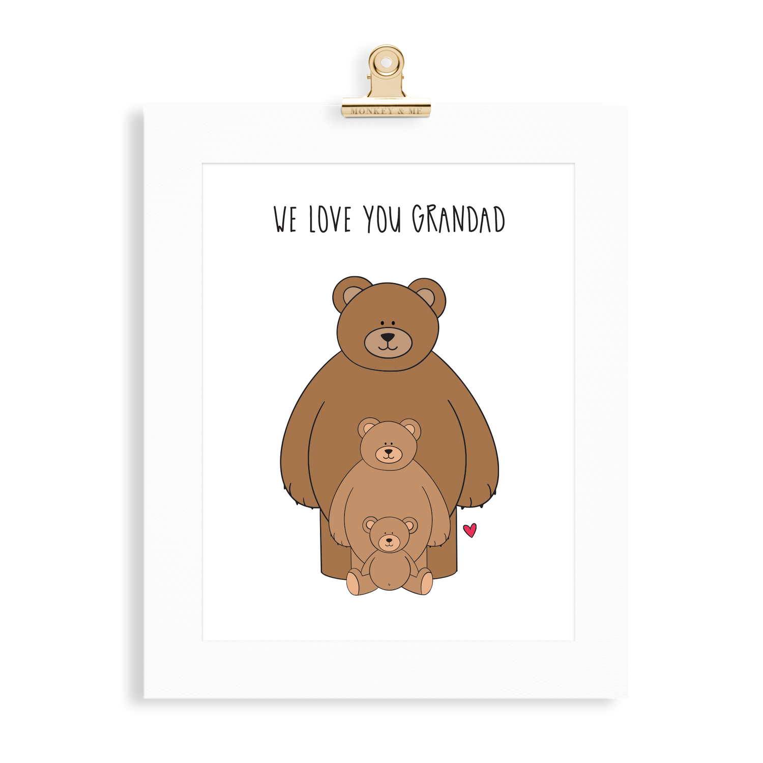 Bear Print (Love you Grandad) - Monkey & Me UK