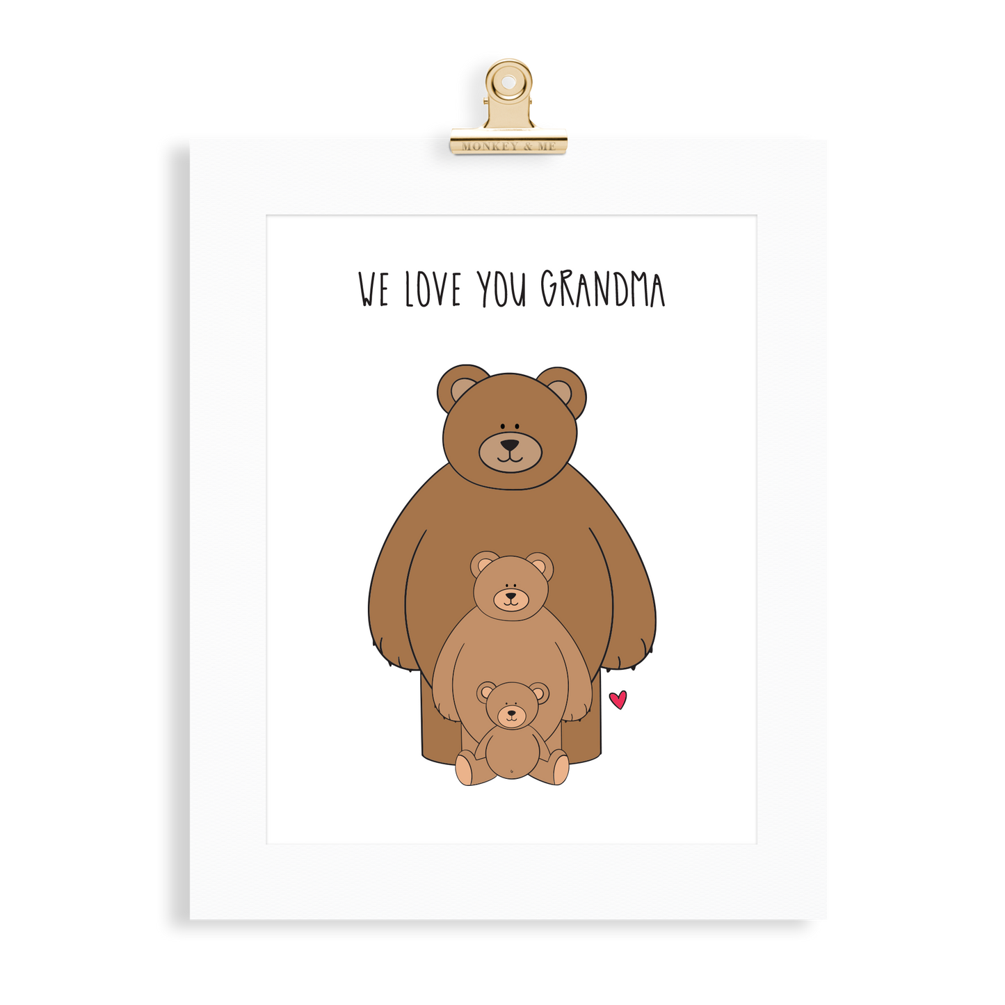 Bear Print (Love you Grandma) - Monkey & Me UK