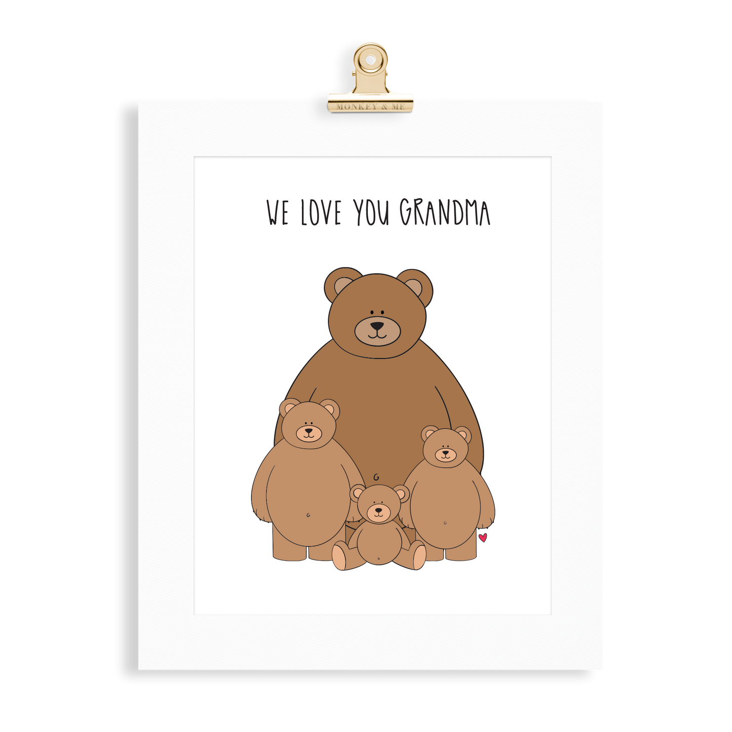 Bear Print (Love you Grandma) - Monkey & Me UK