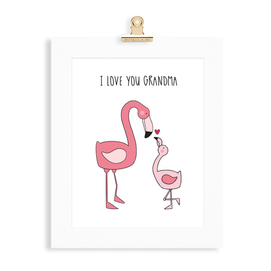 Flamingo Print (Love you Grandma) - Monkey & Me UK