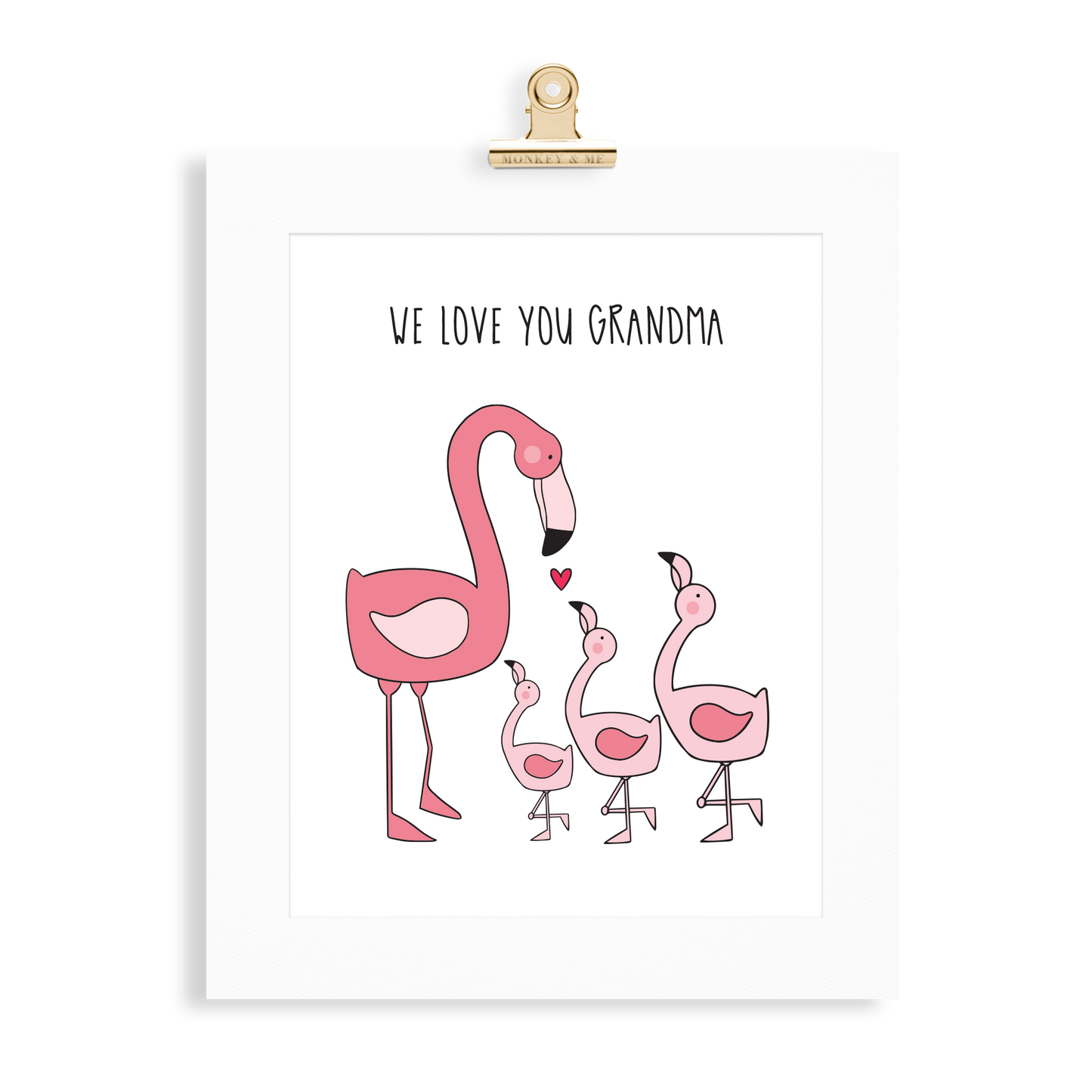 Flamingo Print (Love you Grandma) - Monkey & Me UK