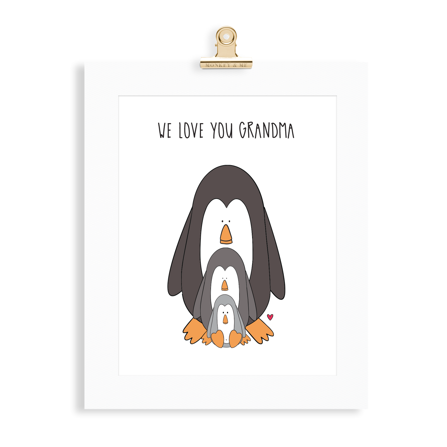 Penguin Print (Love you Grandma) - Monkey & Me UK