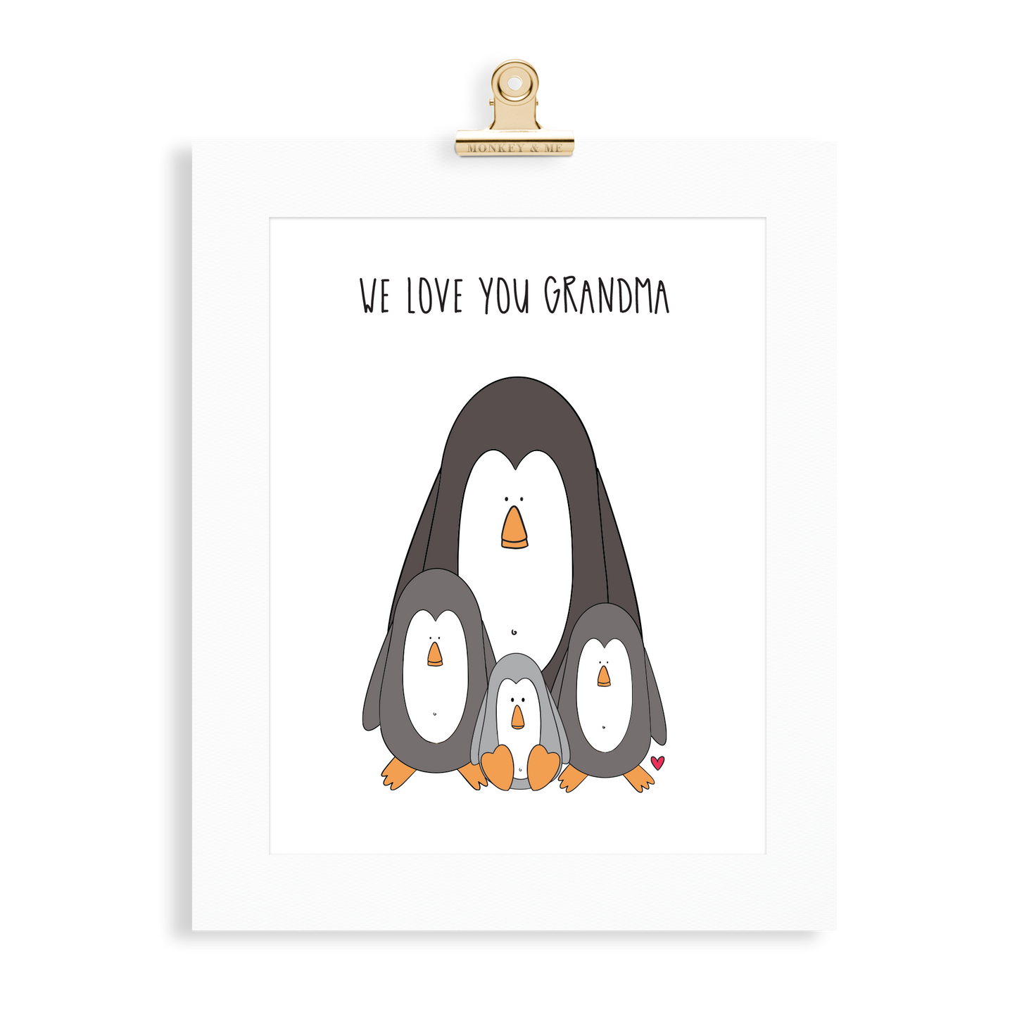 Penguin Print (Love you Grandma) - Monkey & Me UK