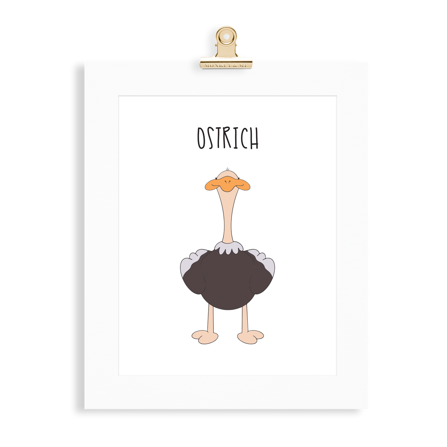 Ostrich print  (A5 or A4 unframed) - Monkey & Me UK