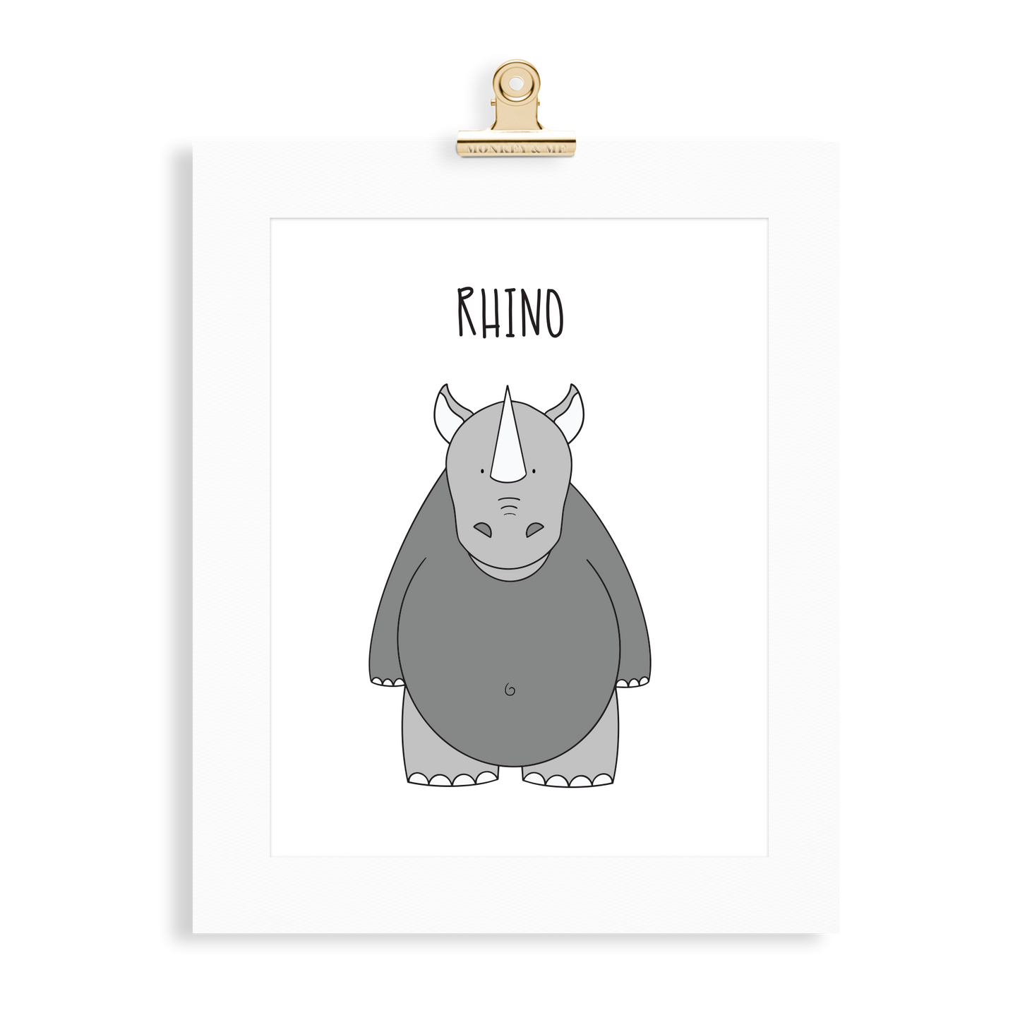Rhino print  (A5 or A4 unframed) - Monkey & Me UK