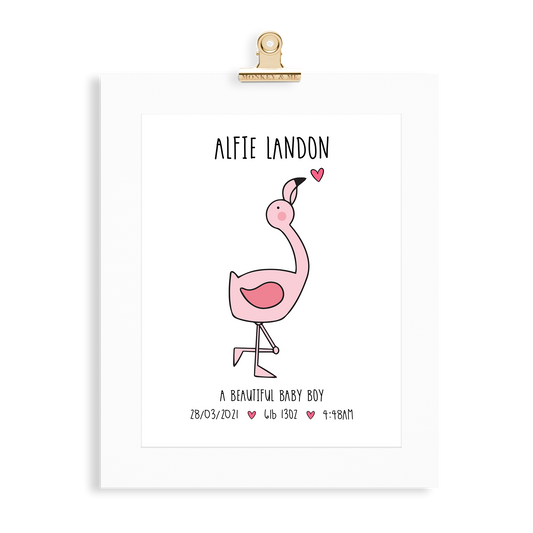 Baby Boy Flamingo (A4 Personalised) - Monkey & Me UK