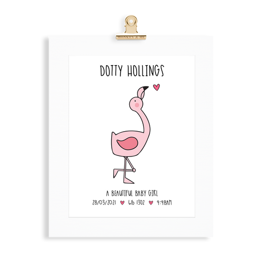 Baby Girl Flamingo (A4 Personalised) - Monkey & Me UK