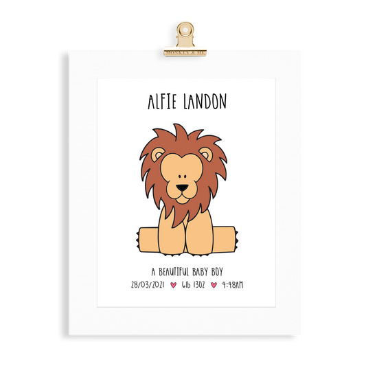 Baby Boy Lion (A4 Personalised) - Monkey & Me UK