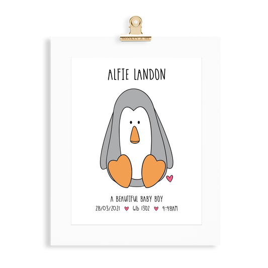 Baby Boy Penguin (A4 Personalised) - Monkey & Me UK