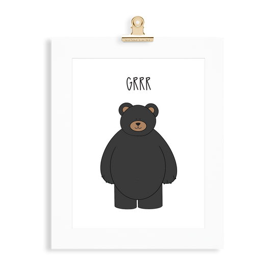 Black Bear print (A5 or A4 unframed) - Monkey & Me UK