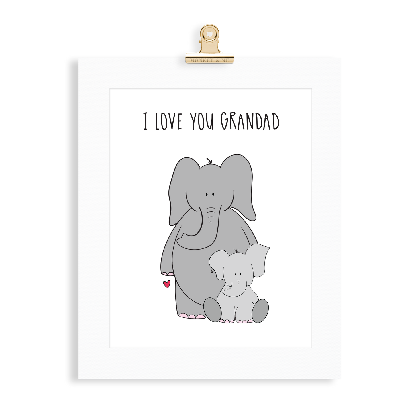 Elephant Print (Love you Grandad) - Monkey & Me UK