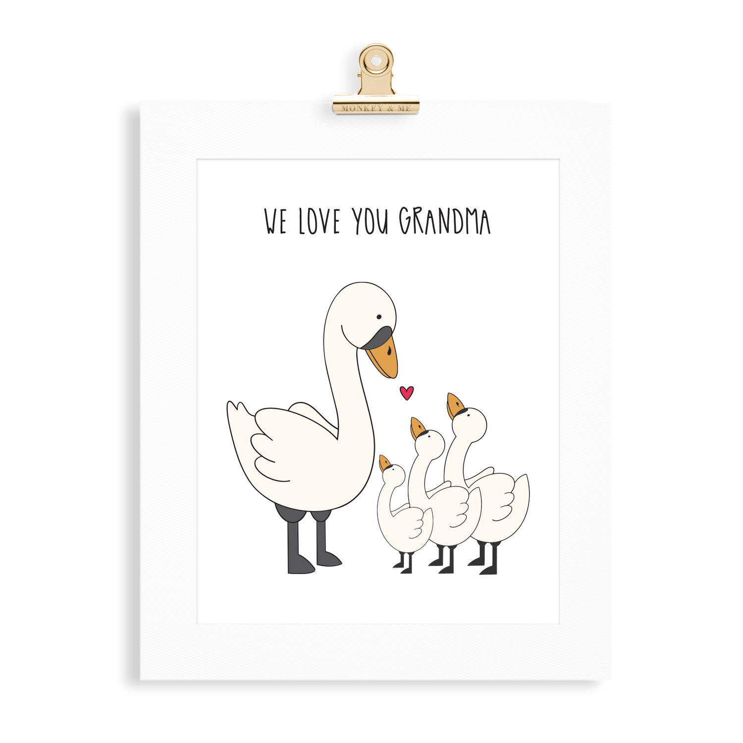 Swan Print (Love you Grandma) - Monkey & Me UK
