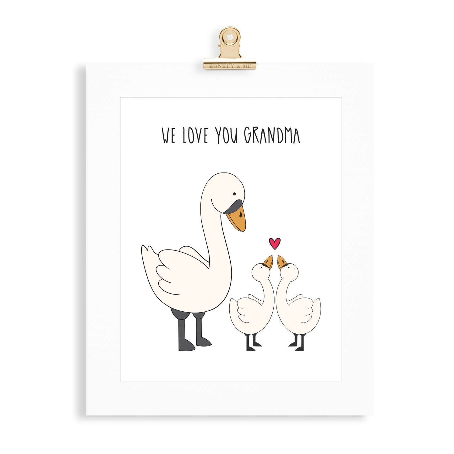 Swan Print (Love you Grandma) - Monkey & Me UK