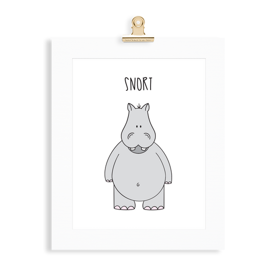 Hippo print  (A5 or A4 unframed) - Monkey & Me UK