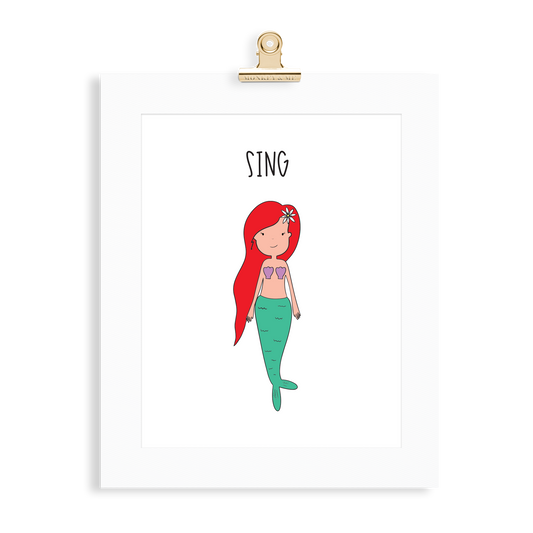 Mermaid print  (A5 or A4 unframed) - Monkey & Me UK