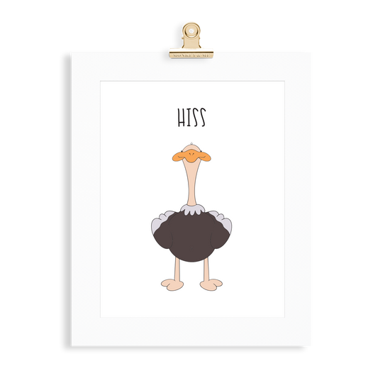 Ostrich print  (A5 or A4 unframed) - Monkey & Me UK