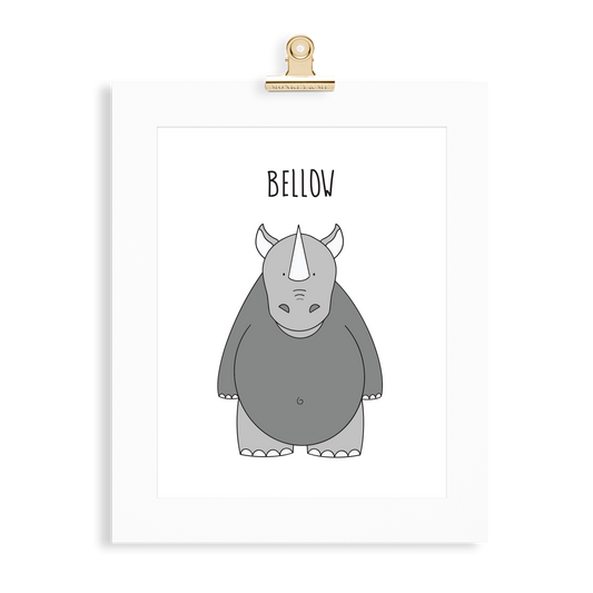 Rhino print  (A5 or A4 unframed) - Monkey & Me UK