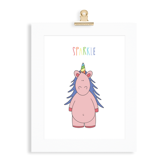 Unicorn print  (A5 or A4 unframed) - Monkey & Me UK