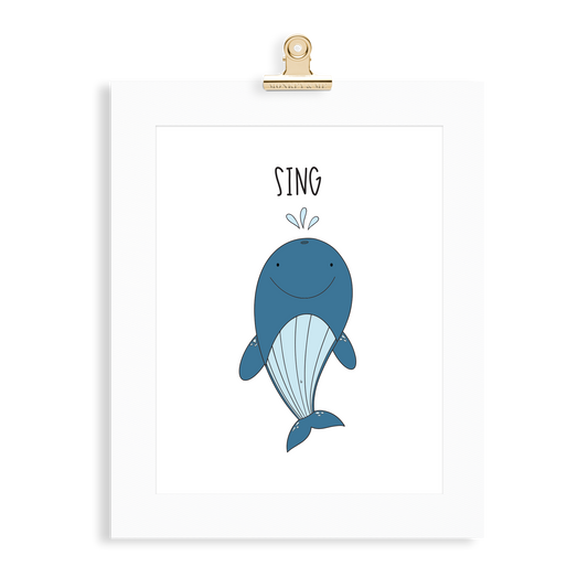 Whale print  (A5 or A4 unframed) - Monkey & Me UK